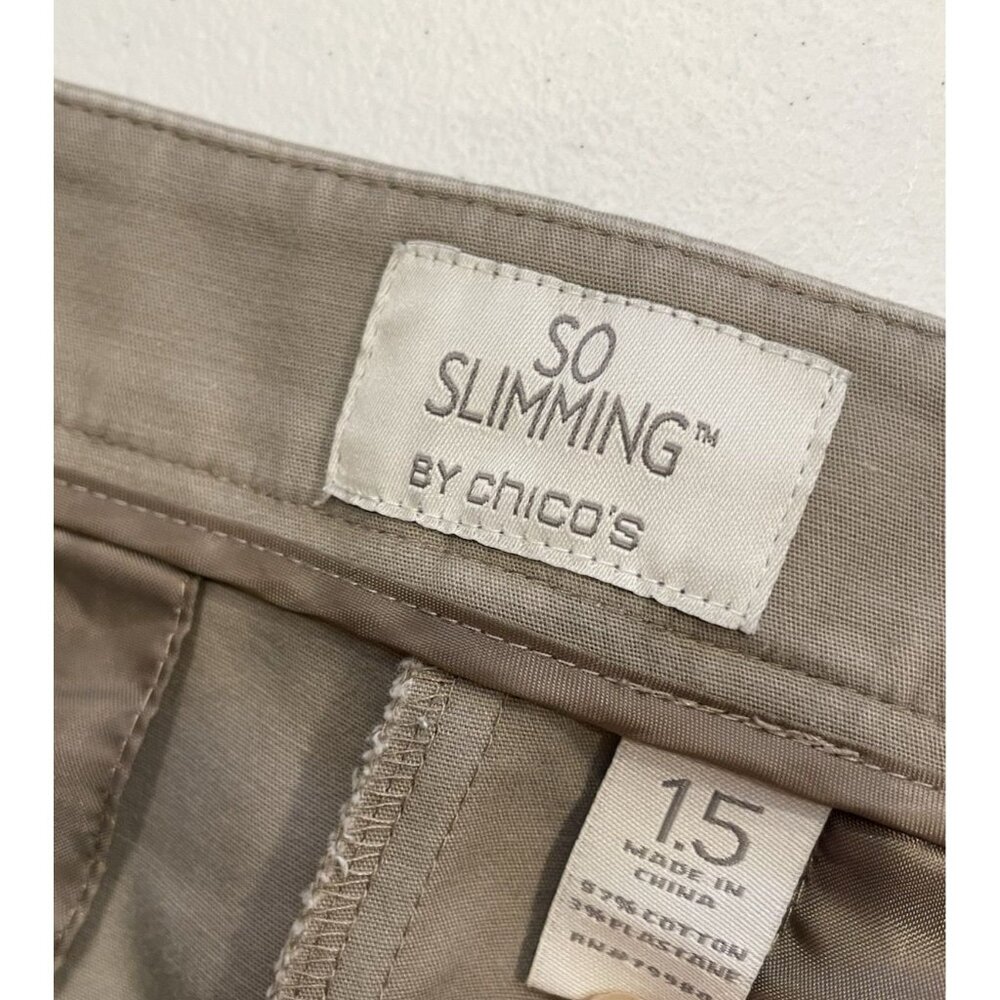 Chico's Pants 1.5 Medium So Slimming Brown Tan Khaki US 10 Casual Neutral - Picture 4 of 8
